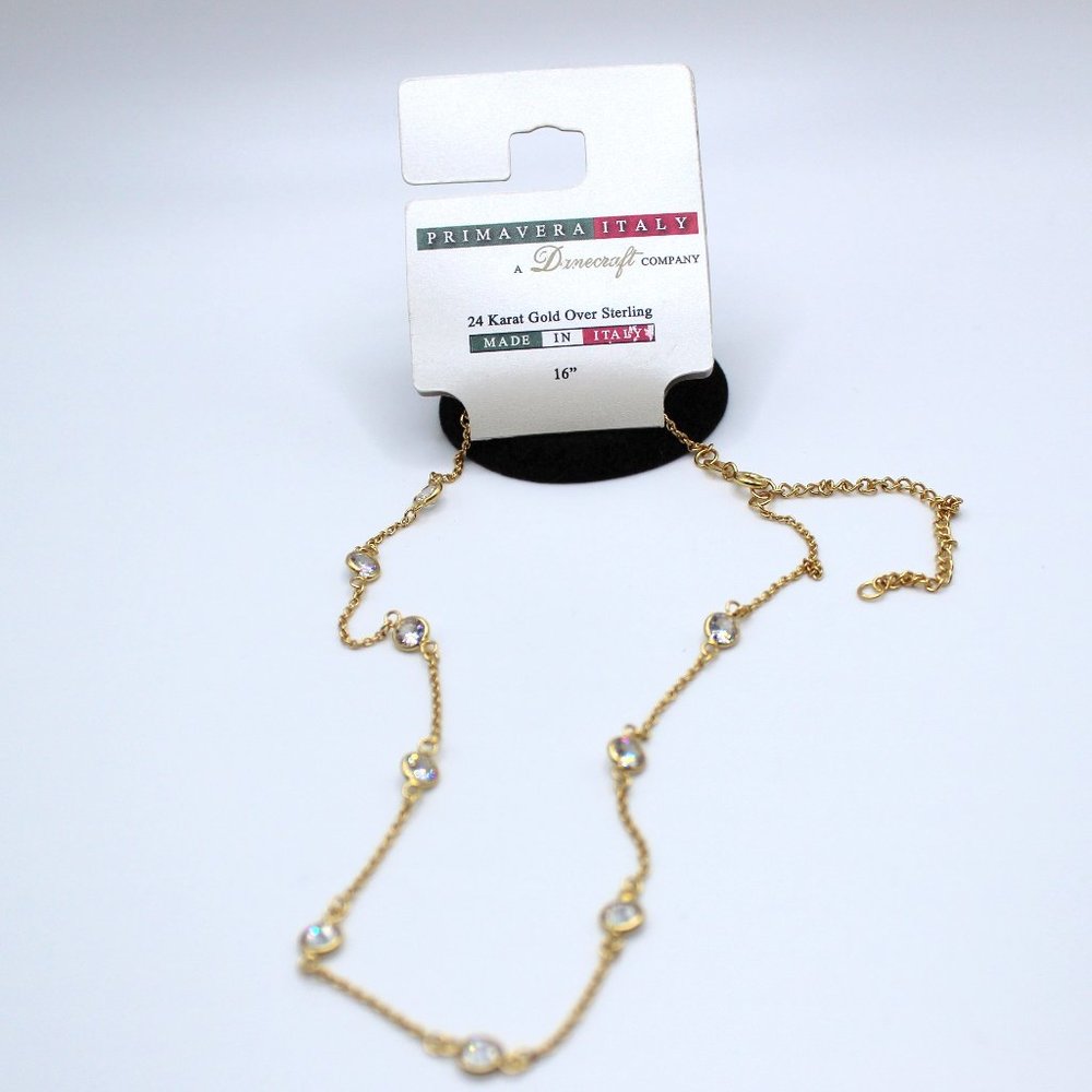 Danecraft - Primavera Italy 16" Necklace and CZ charms - 24kt Gold over Sterling